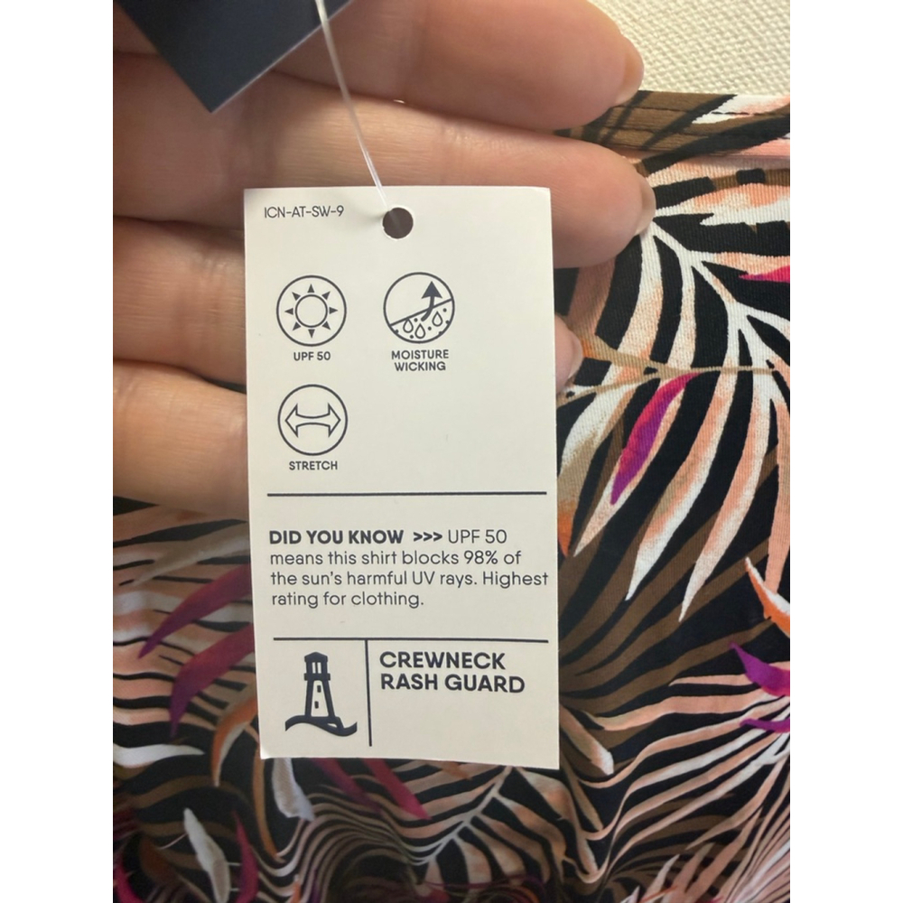 Lands’ End Palm Print Rash Guard Swim Tee Size L UPF 50 NWT - Picture 5 of 5